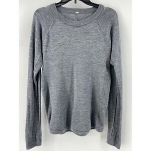 Lululemon Sweater Women Small Gray Merino Wool Sit in Lotus Raglan Crew Pullover